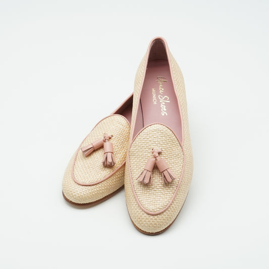 Tassel Loafer Raffia Rosé