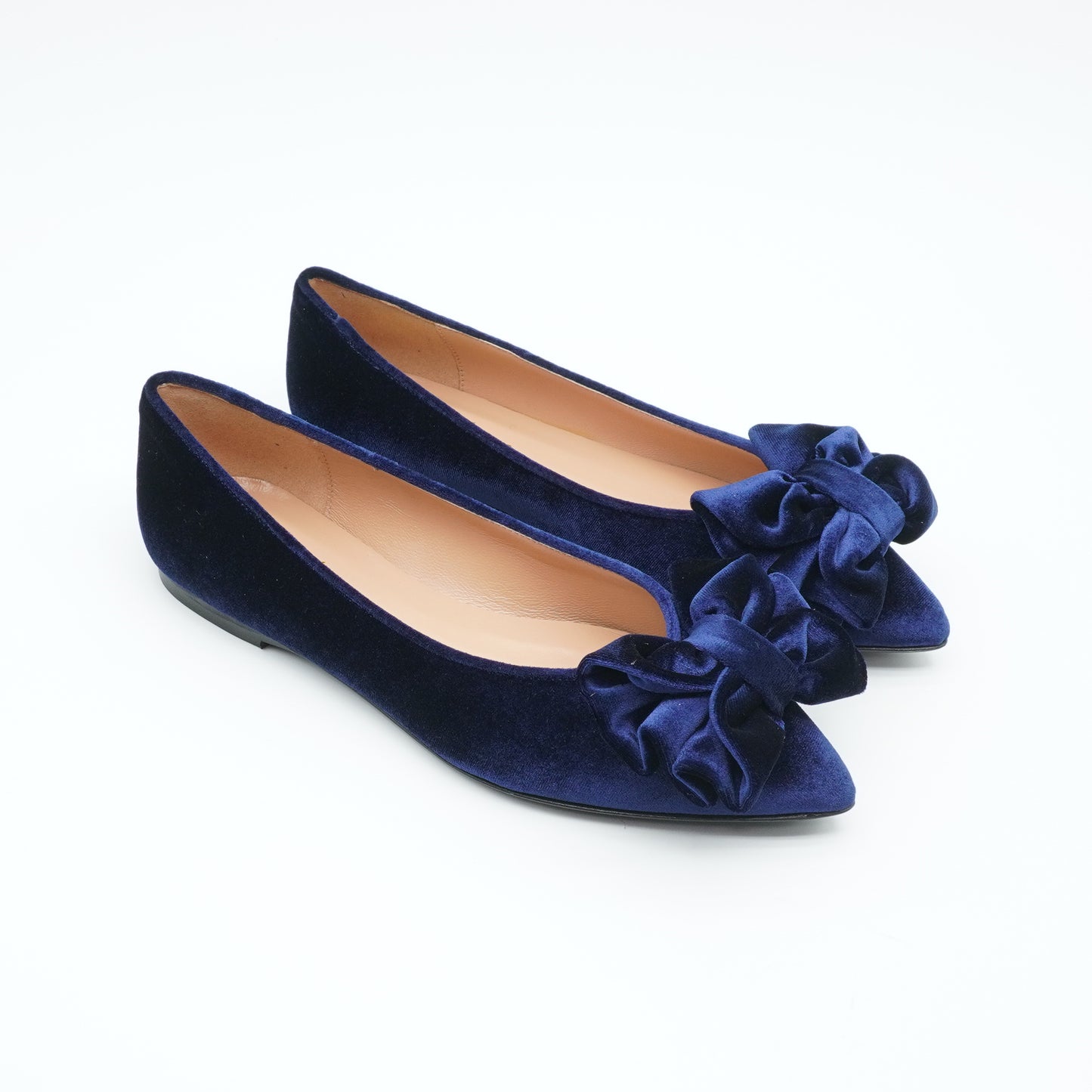 Bow Flats Velvet Navy