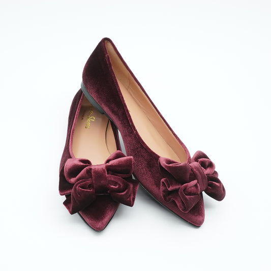 Bow Flats Velvet Bordeaux