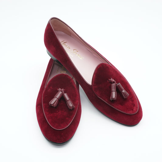 Tassel Loafer Velvet Bordeaux