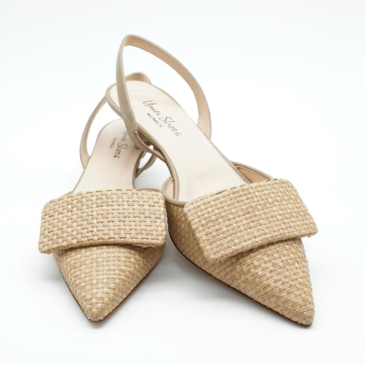 Slingback Kittenheel Raffia